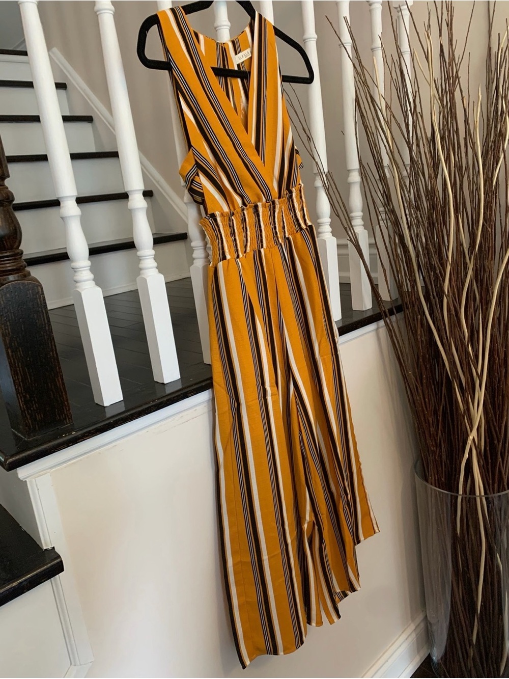 ILLA ILLA Mustard and Black Striped Wide-Leg Jumpsuit